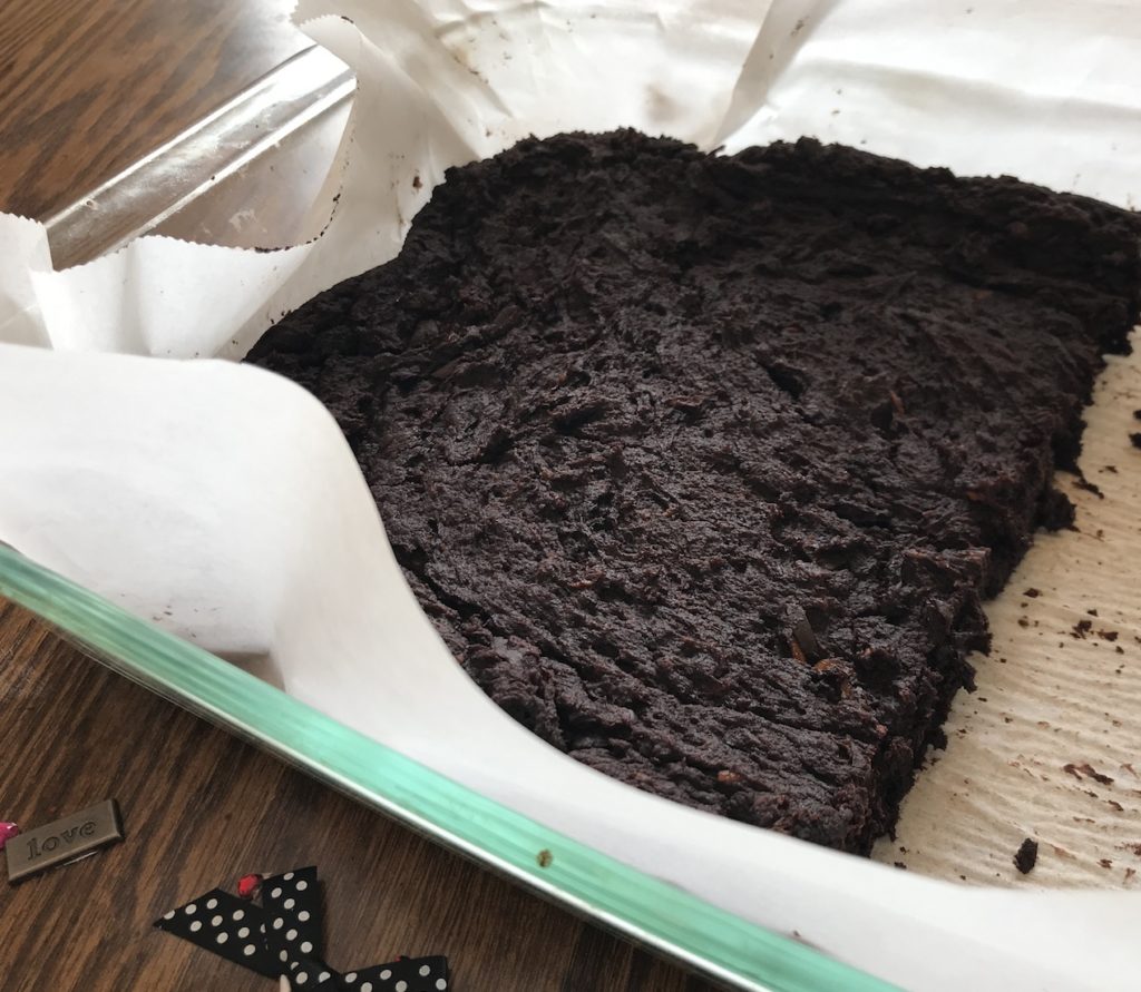 half a pan of sweet potato brownies